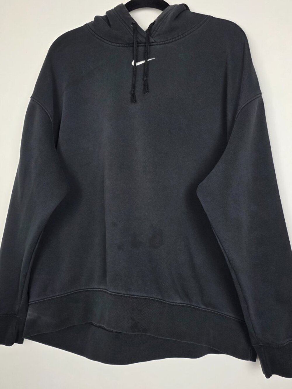 Nike Center Swoosh Activewear Mens Large Long Sleeve Black Pullover Hoodie